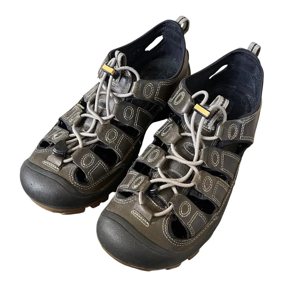 KEEN Men 43/10 Glisan Sandal Brown Leather Outdoor Hiking Gorpcore Trails Water